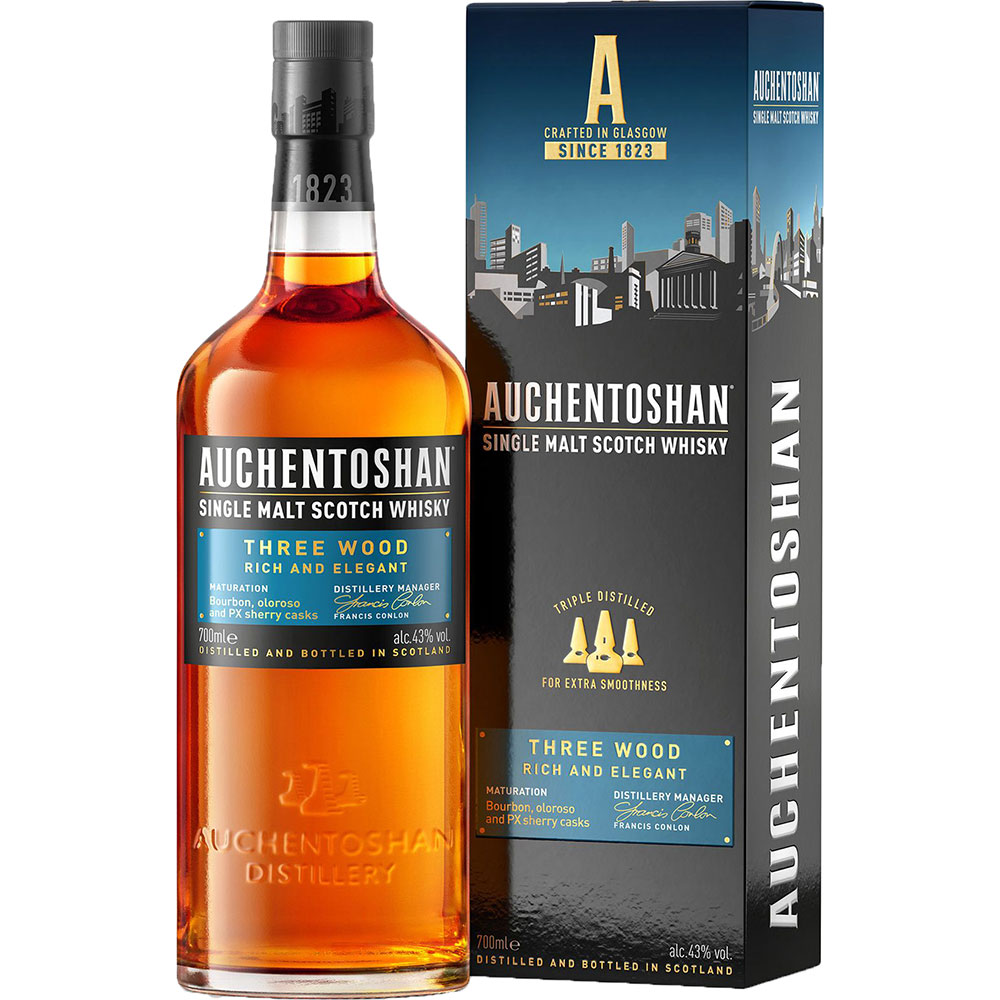 Auchentoshan Three Wood Single Malt Scotch Whisky mit Verpackung